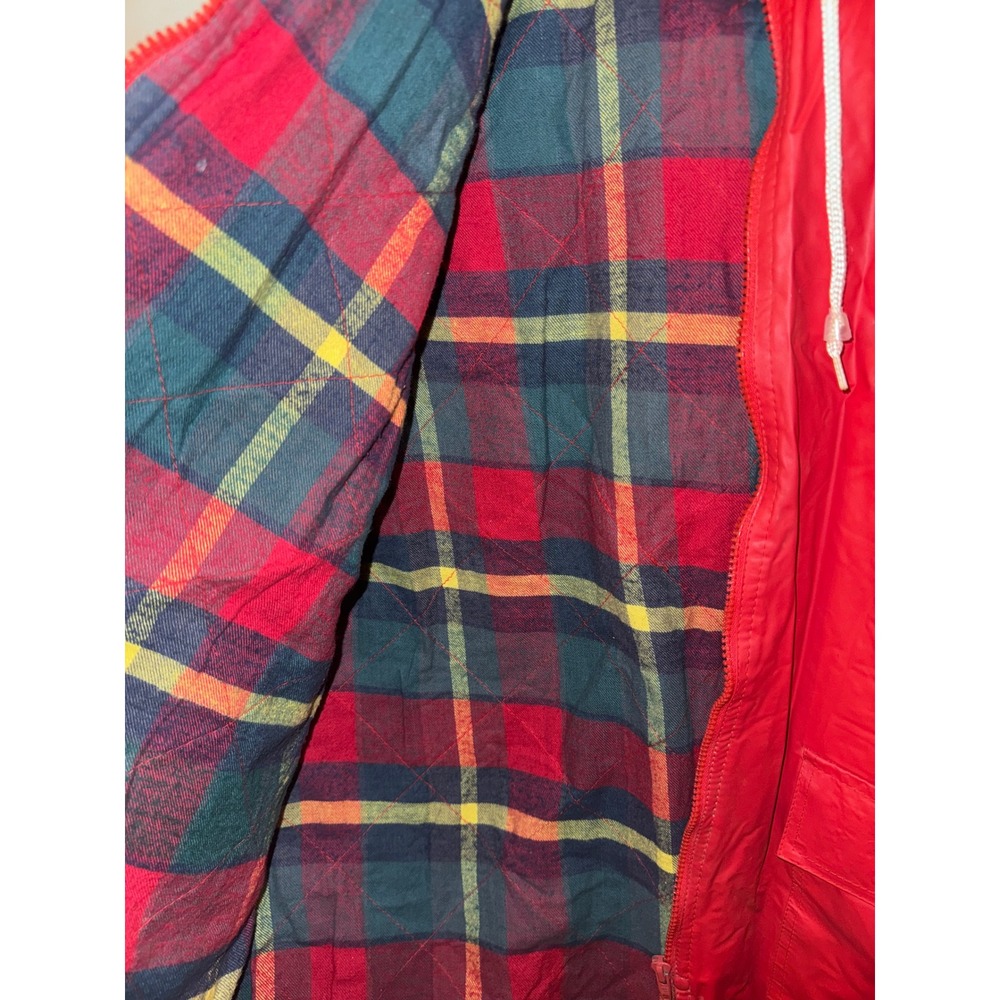 Misty Harbor Red Flannel Lined Raincoat size large vintage Red Slicker - Picture 4 of 7
